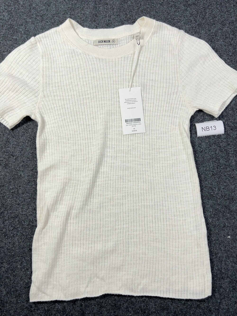 Buck Mason Soft White Coastal Linen Rib Tee Womens XS NWI Msrp128 [NB13]